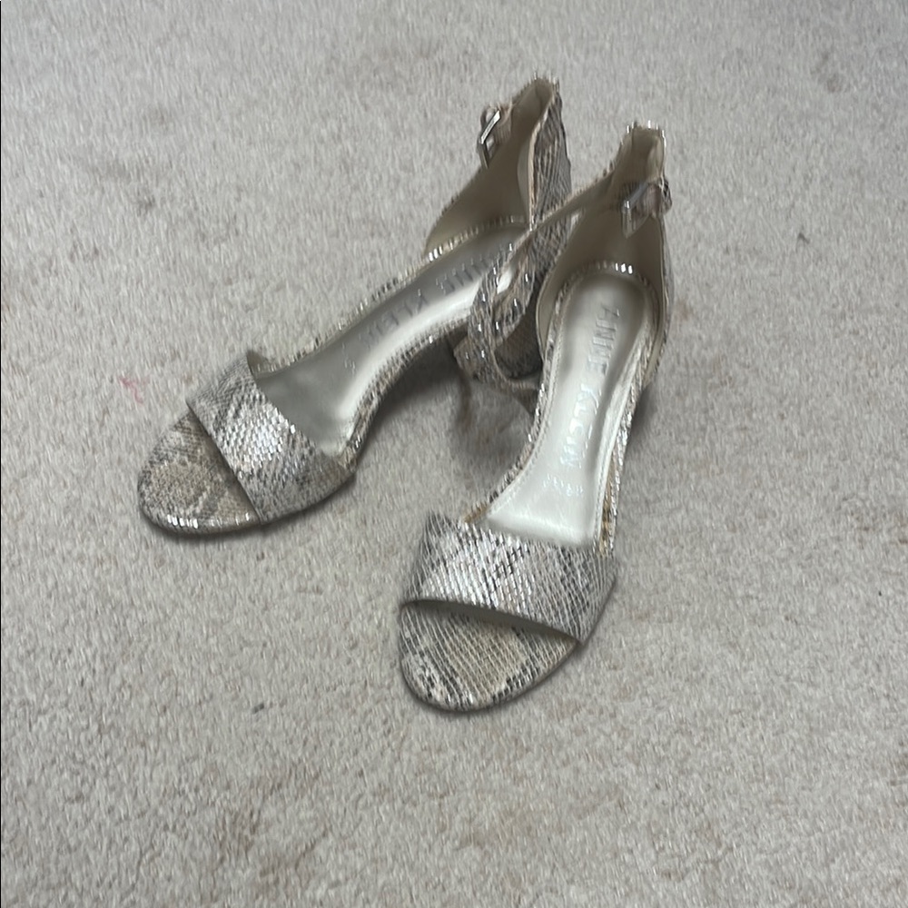 Anne Klein Snakeskin Pattern Heels - Cream and Tan